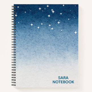 Carnet Personalized Starry Night Blue Gradient Notebook
