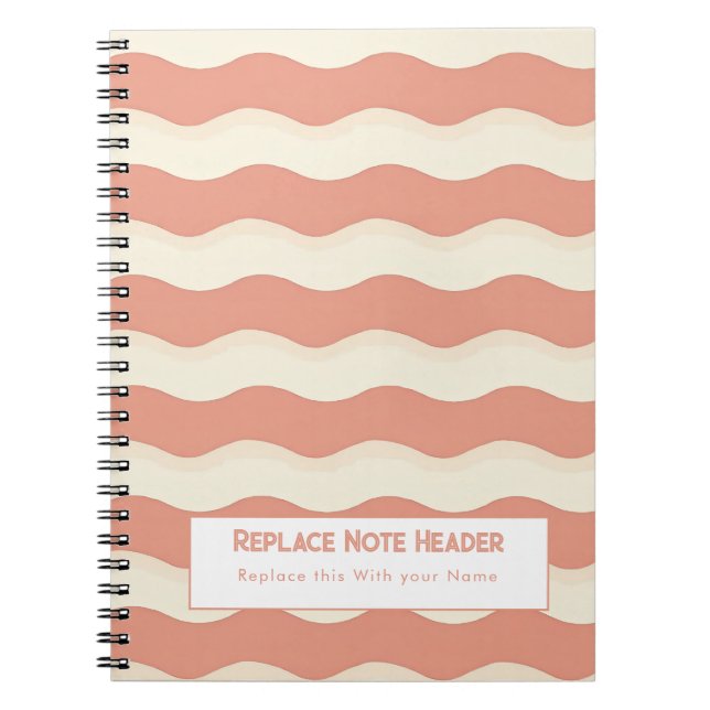 Carnet Personalized Terra Cota and White Wave Patterned  (Devant)