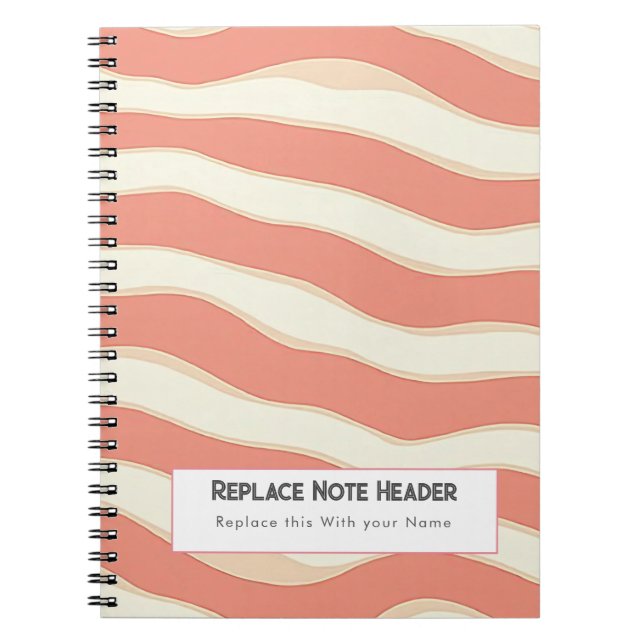 Carnet Personalized Terra Cotta and Cream Wave Patterned  (Devant)