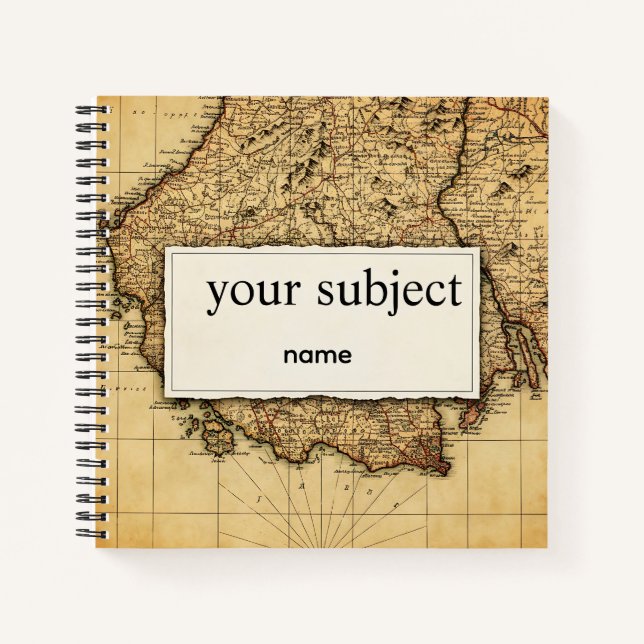 Carnet Personalized Vintage Antique World Map Notebook -  (Devant)