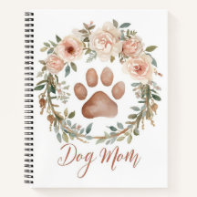 Personalized Watercolor Floral Paw Print Dog Mom