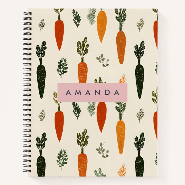 Carnet Personalized Whimsical Carrot Patch Rustic (Devant)