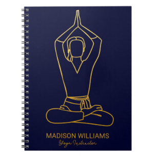 Carnet Personalized Yoga Teacher Navy Gold Modern Minimal