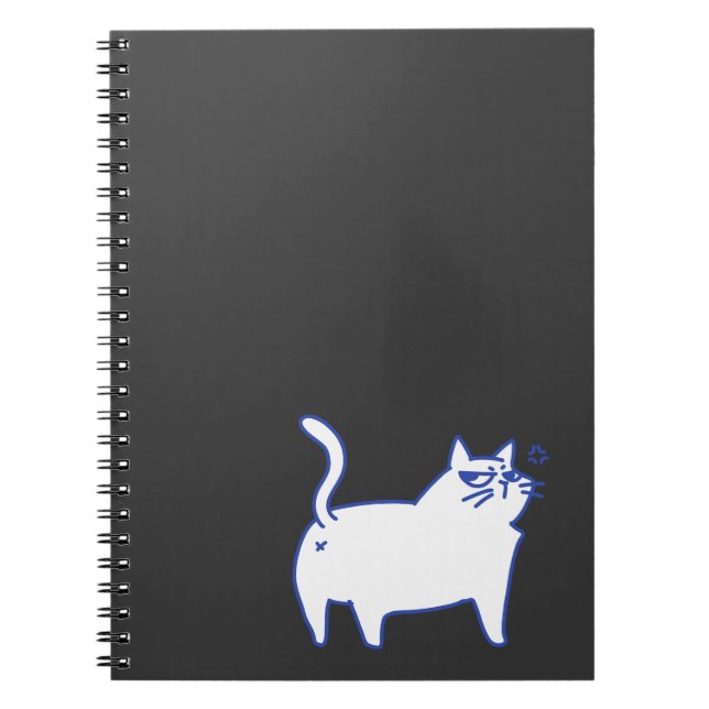 Carnet Personnage de chat blanc mignon drôle doodle (Devant)