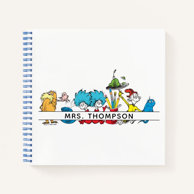 Carnet Personnages de Dr Seuss et nom de l'enseignant (Devant)