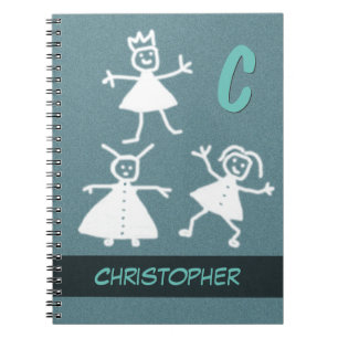Carnet Personnages en allumettes heureux de garçon de