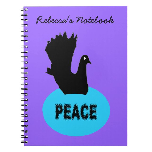 Carnet personnalisable Black and Blue Peace Dove (Devant)