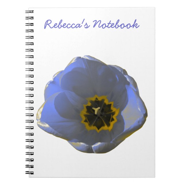Carnet personnalisable bleu et jaune Tulipe (Devant)