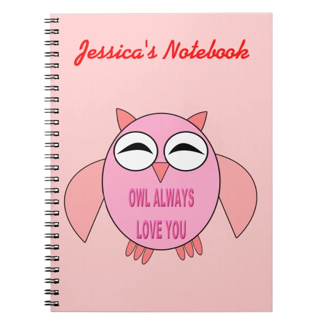 Carnet personnalisable Chouette de message d'amour (Devant)