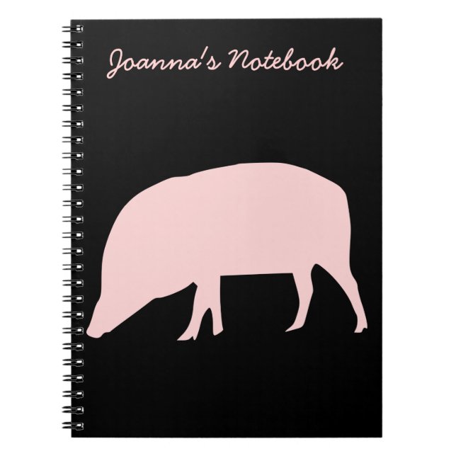 Carnet personnalisable de cochon rose (Devant)