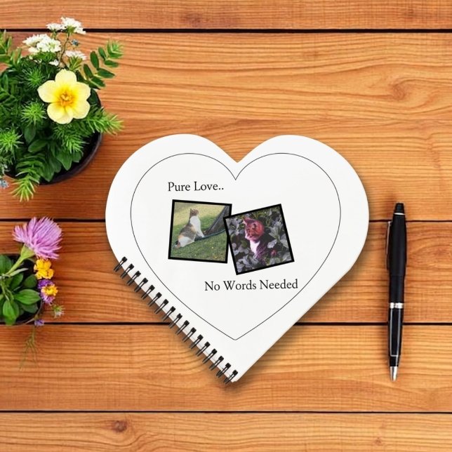 Carnet personnalisable en forme de cœur pour anima (Fully customizable spiral heart-shaped notebook with photos for pet lovers)