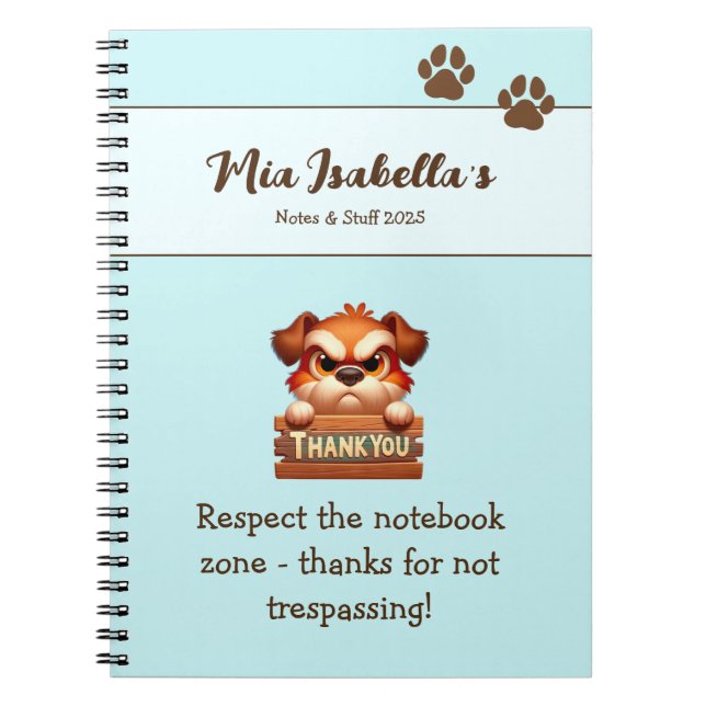 Carnet personnalisable Funny Dog Thank You Paws  (Devant)