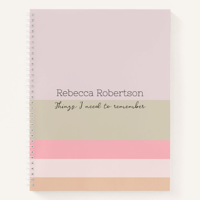 Carnet personnalisable Nom, lignes de couleurs mue (Devant)