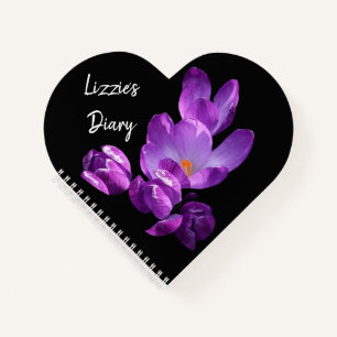 Carnet Personnalisable nom Lizzie crocus violet floral