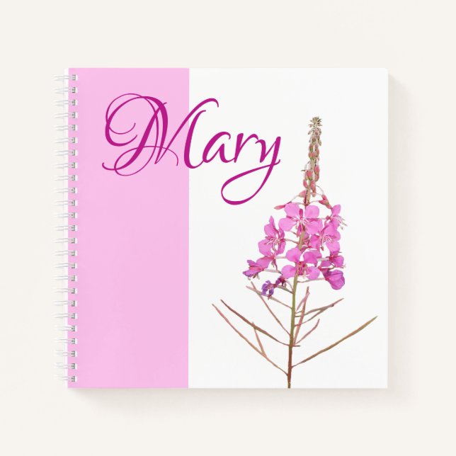 Carnet Personnalisable nom Mary personnalisé fleuri viole (Devant)
