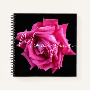 Carnet Personnalisable nom Monique rose rose chaud floral