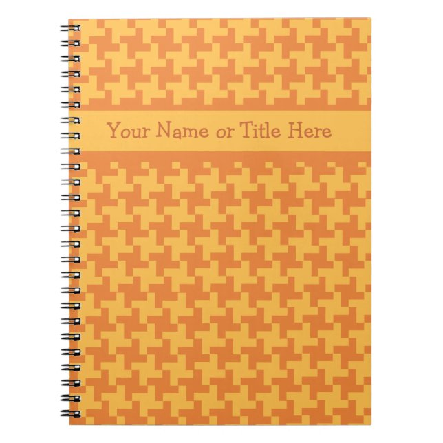 Carnet personnalisable, Orange Dogstooth Check (Devant)