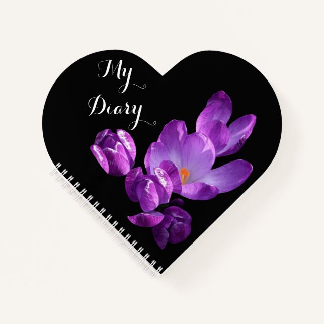 Carnet Personnalisable personnel joli crocus violet flora (Devant)
