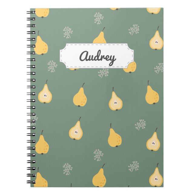 Carnet Personnalisable Yellow Pear Motif sans couture (Devant)