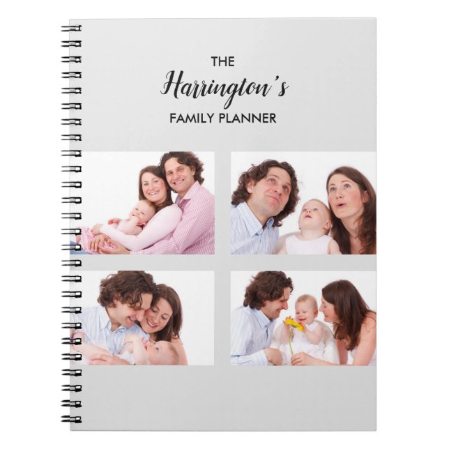 Carnet Personnalisé 4 Photos de famille Collage Rectangle (Devant)