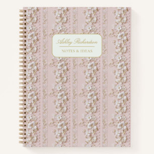 Carnet personnalisé à motif floral rose