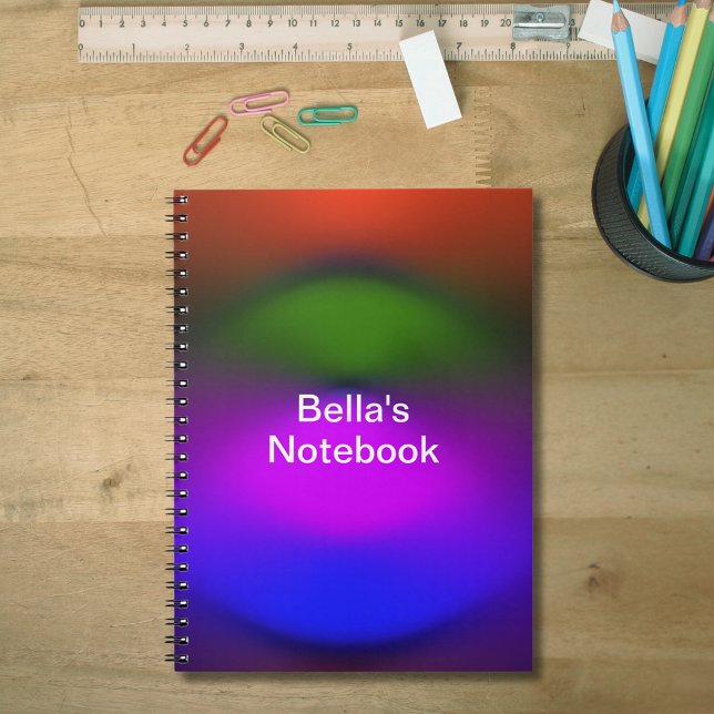 Carnet Personnalisé Ajouter le nom Neon Blue, Purple, Gre (Custom Add Name Neon Blue, Purple, Green & Orange Notebook)