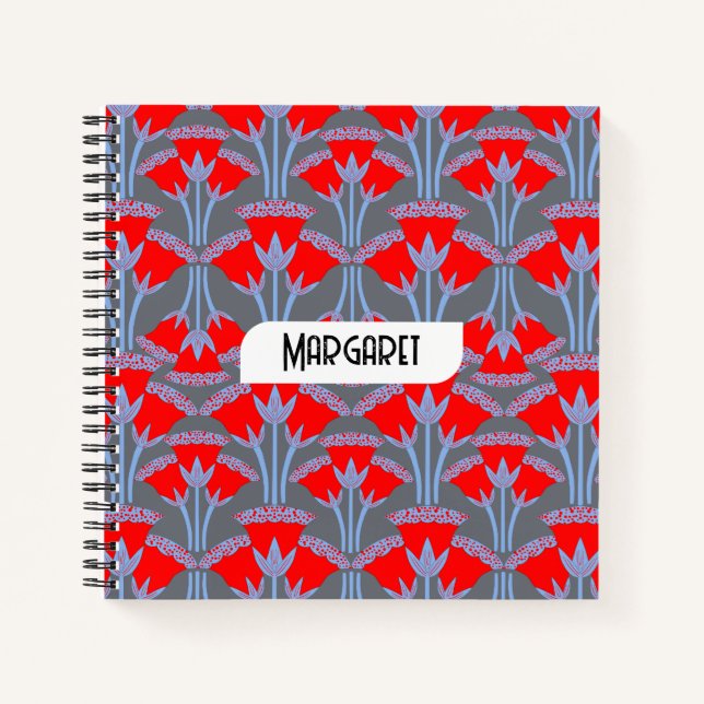 Carnet personnalisé au nom Red Bellflower (Devant)