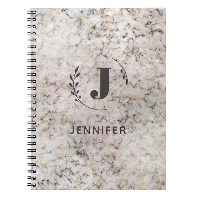 Carnet personnalisé avec monogramme et texture mar (Devant)
