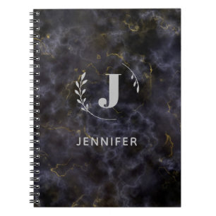 Carnet personnalisé avec monogramme et texture mar