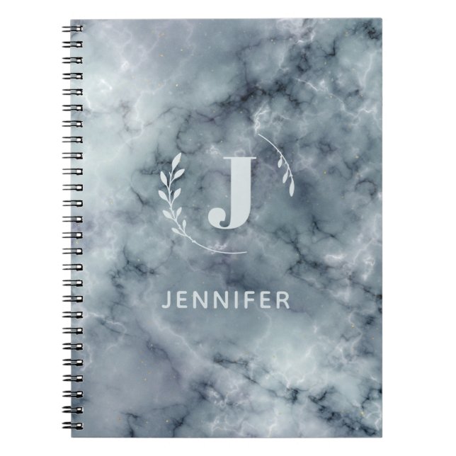 Carnet personnalisé avec monogramme et texture mar (Devant)