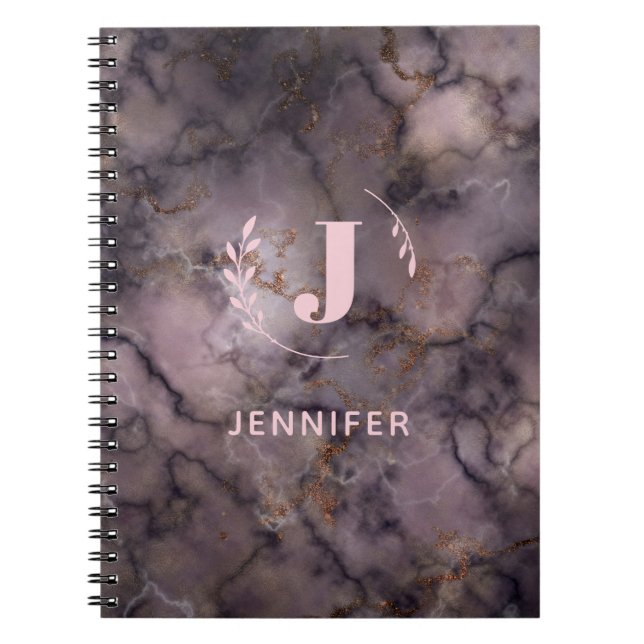Carnet personnalisé avec monogramme et texture mar (Devant)