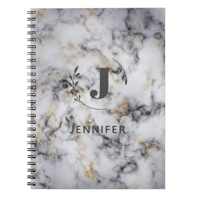 Carnet personnalisé avec monogramme et texture mar (Devant)