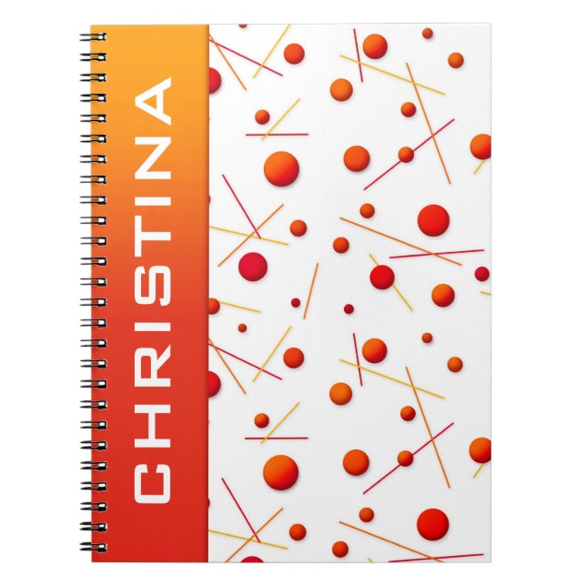 Carnet personnalisé avec points et lignes orange r (Devant)