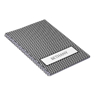 Carnet personnalisé Black Simple Chevron