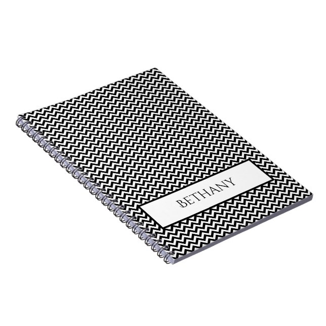 Carnet personnalisé Black Simple Chevron (Côté Droit)