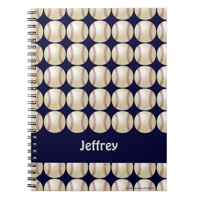 Carnet personnalisé bleu-foncé de base-ball (Devant)