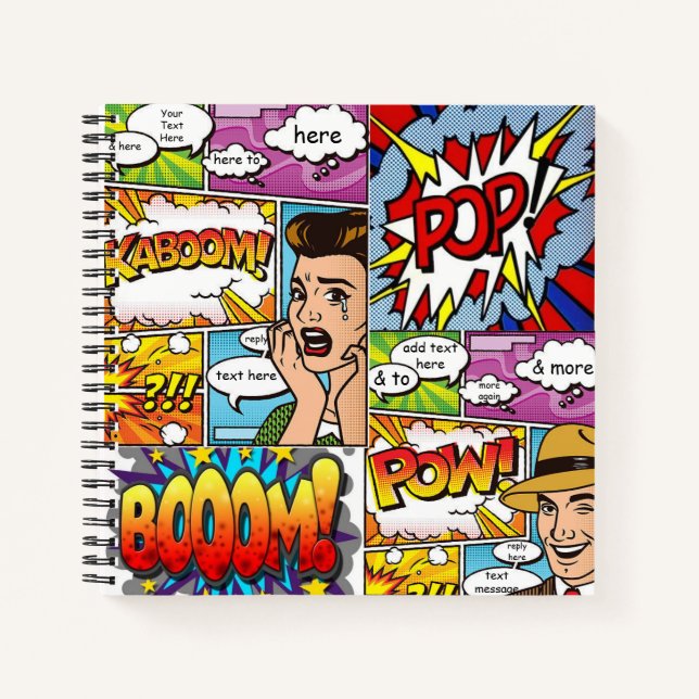 Carnet personnalisé - Bulles comiques Design 2 (Devant)