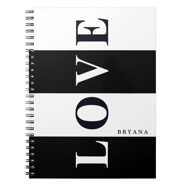 Carnet personnalisé chic LOVE IN BLACK & WHITE (Devant)