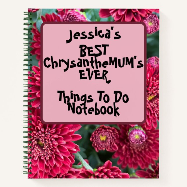 Carnet Personnalisé ChrysantheMUM'S Things to Do Pink (Devant)