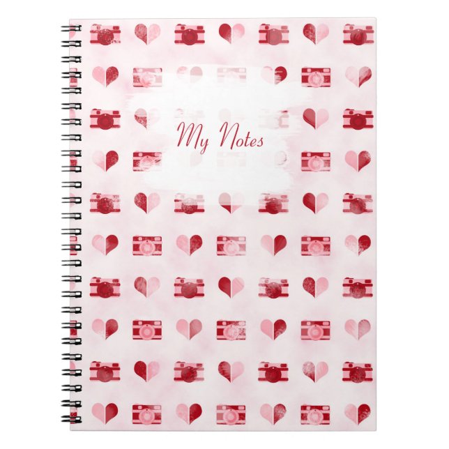 carnet personnalisé "Coeurs et caméras" (Devant)