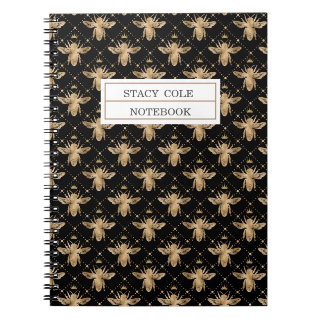 Carnet Personnalisé Cute Brown Honeycomb Bee Design (Devant)