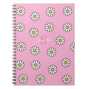 Carnet Personnalisé Cute girly blanc marguerite floral
