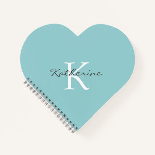Carnet Personnalisé Cute Turquoise amour Coeur en forme
