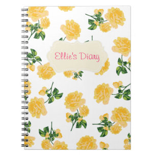 Carnet personnalisé de blanc de roses jaunes
