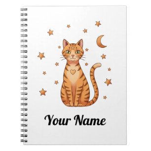 Carnet personnalisé de chat tigré orange