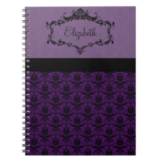 Carnet personnalisé de damassé - pourpre