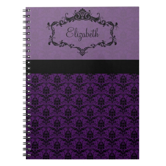 Carnet personnalisé de damassé - pourpre (Devant)