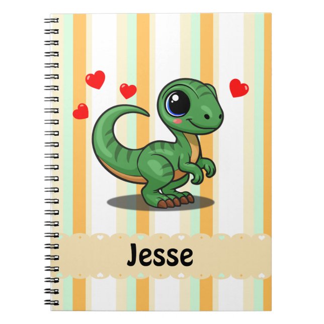 Carnet personnalisé de dinosaure Vélociraptor (Devant)