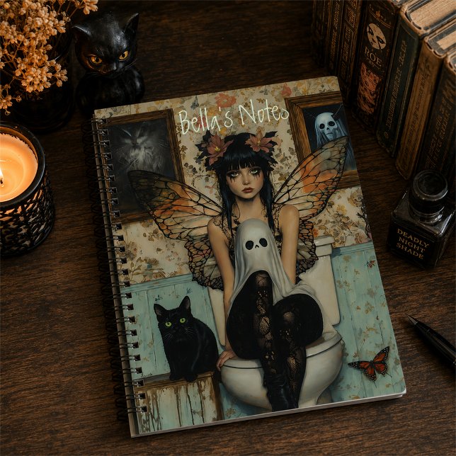 Carnet personnalisé de fée gothique fantôme chat (Créateur téléchargé)