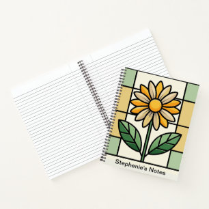 Carnet personnalisé de fleurs orange vert jaune